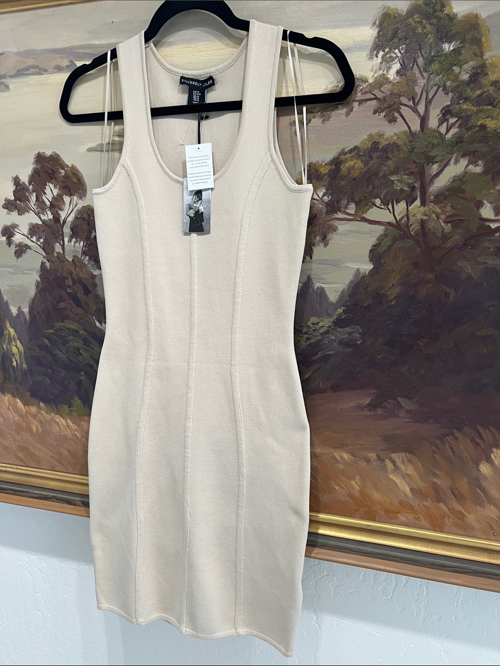 SINCERELY JULES NWT Size M Ivory Sleeveless Bodycon Dress - Picture 2 of 11